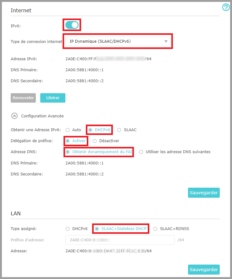Configuration IPv6 sur routeur TP-Link